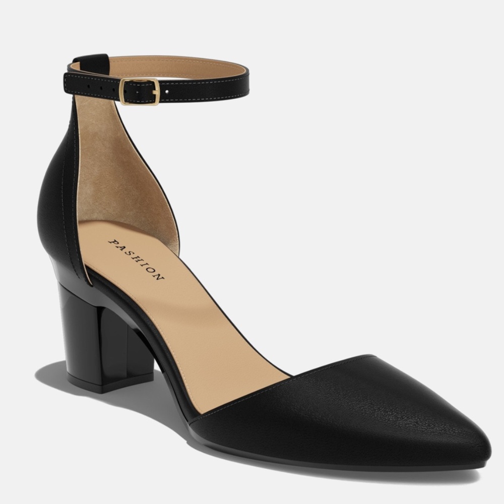 CONVERTIBLE HEEL - Pashion 1.0 The D'Orsay - Coal Leather Block 3 Inch